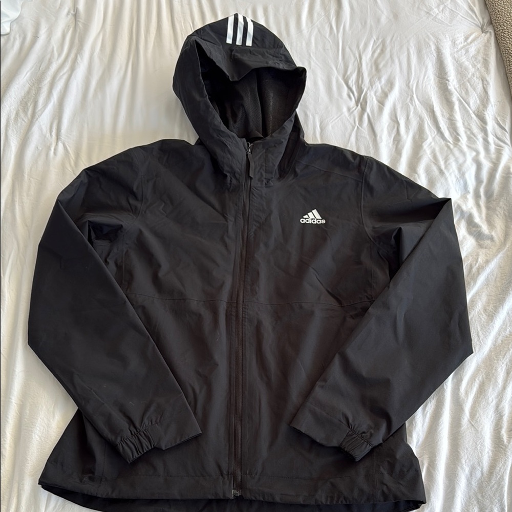 Adidas Black Windbreaker with Hood